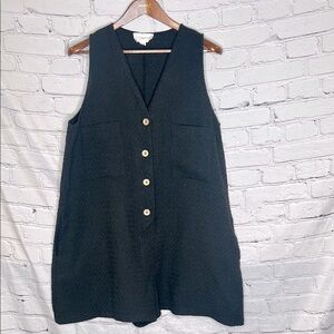 Tuckernuck Pomander Place Black Sleeveless Button Short Romper Size XX-Large